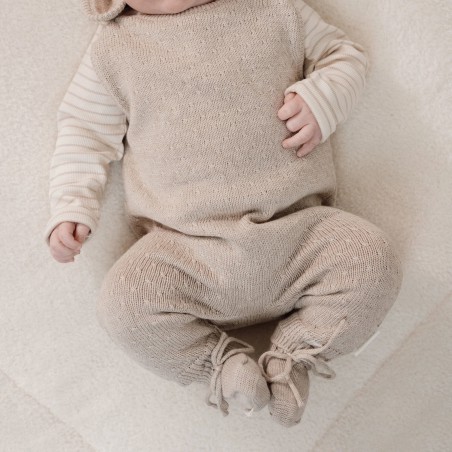 Gebreide slofjes, soft beige melee - Little Goose, Little Dutch Gebreide slofjes, soft beige melee - Little Goose, Little Dutch