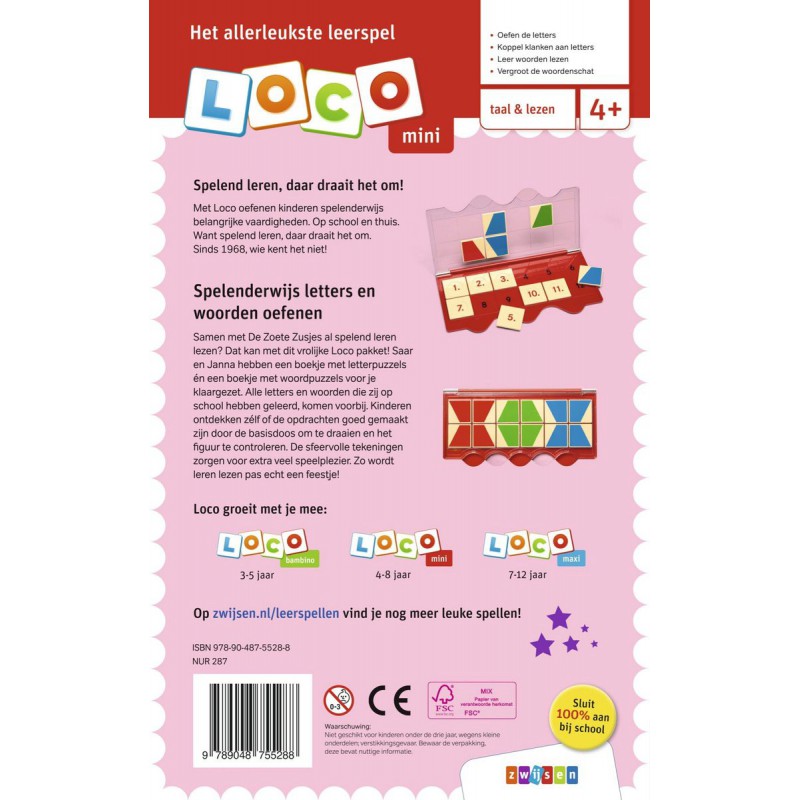 Mini Loco - Zoete zusjes spelen met letters en woorden, Zwijsen spelenderwijs leren