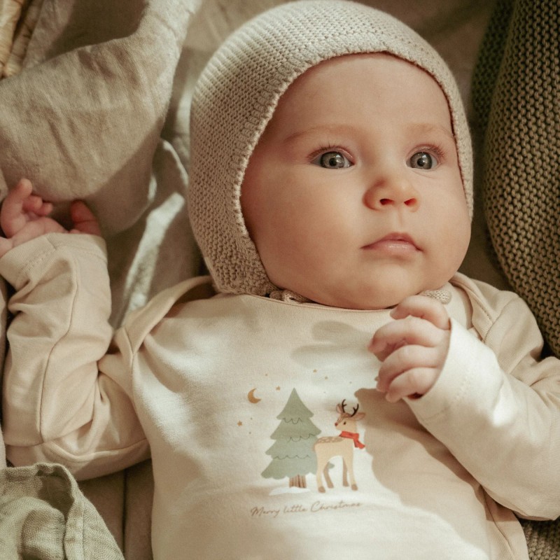 Gebreide muts, soft beige melee -  Little Goose, Little Dutch