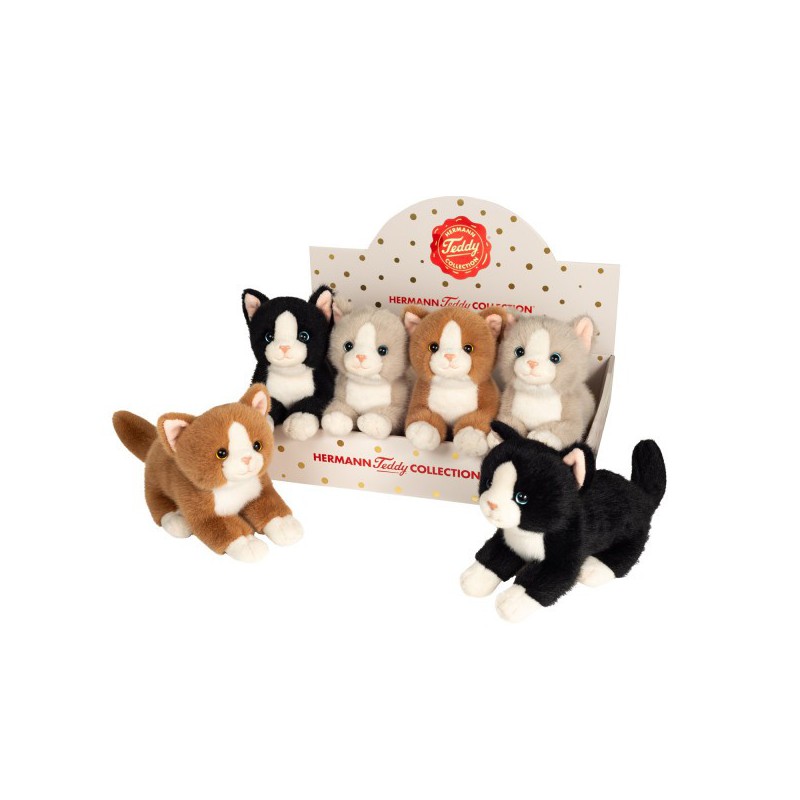 Hermann Teddy - Katten, 3 kleuren assortiment 20 cm