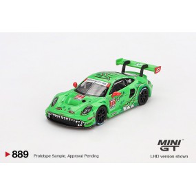 Porsche 911 GT3 R nr77 AO Racing 2024 IMSA Daytona 24 Hrs GTD Pro 2nd Place 1:64, Mini GT (889)