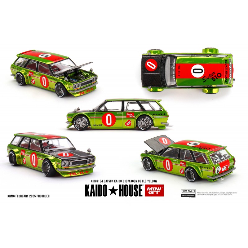 Datsun KAIDO 510 Wagon OG Flo Yellow, Kaido House, Mini GT (164)