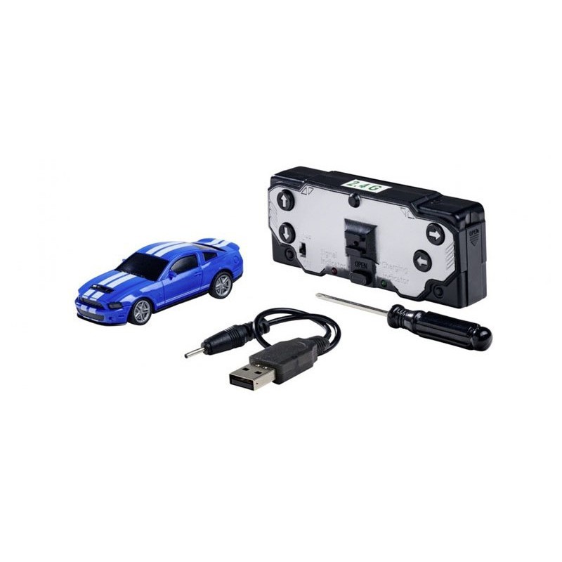 RC Nano Racer Ford Mustang Shelby GT500 Blauw 1:60, Carson