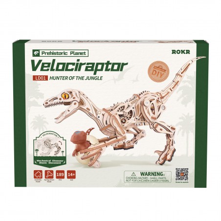 Velociraptor, DIY mechanisch houtwerk, Rokr Velociraptor, DIY mechanisch houtwerk, Rokr
