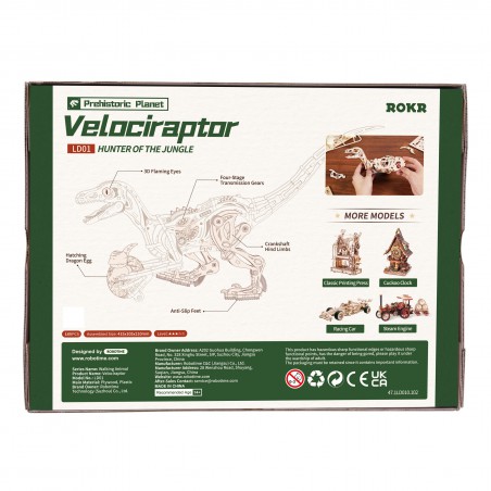 Velociraptor, DIY mechanisch houtwerk, Rokr Velociraptor, DIY mechanisch houtwerk, Rokr