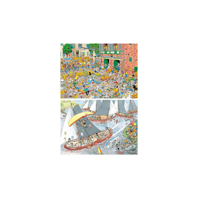Jumbo puzzel 1000stukjes  Jan van Haasteren 2 in 1 de Kaasmarkt & Skutsjesilen