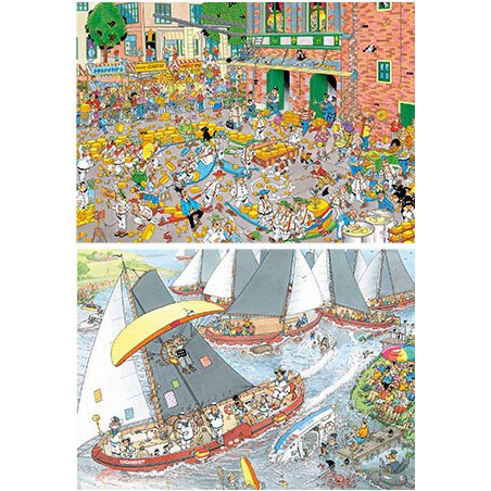 Jumbo puzzel 1000stukjes  Jan van Haasteren 2 in 1 de Kaasmarkt & Skutsjesilen