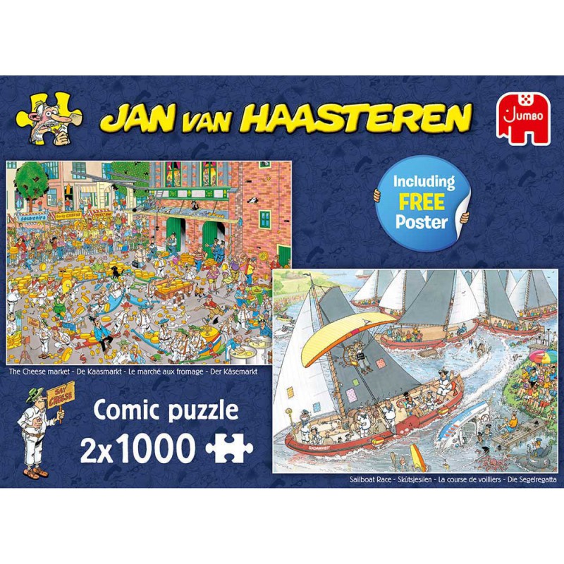 Jan van Haasteren de Kaasmarkt & Skutsjesilen, 2 in 1 1000stukjes