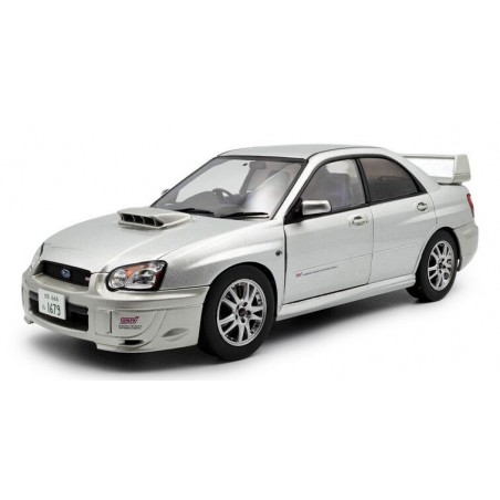 Subaru Impreza WRX STI '03, zilver (Premium silver effect) 1:18, Solido