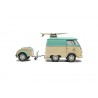 VW T1 Kool Kombi + aanhanger '24, mintgroen/wit - 1:18 - Solido