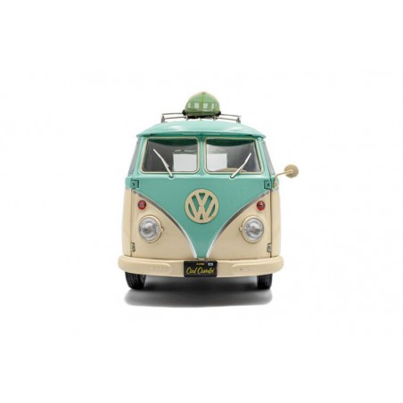 VW T1 Kool Kombi + aanhanger '24, mintgroen/wit - 1:18 - Solido