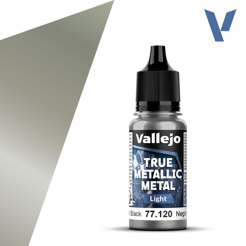 Vallejo, Obsidian Black (Light) - 18ml - True Metallic Metal