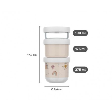 Mepal - Mio Stapelbare snackbox 3-delig, Sunshine & Rainbow