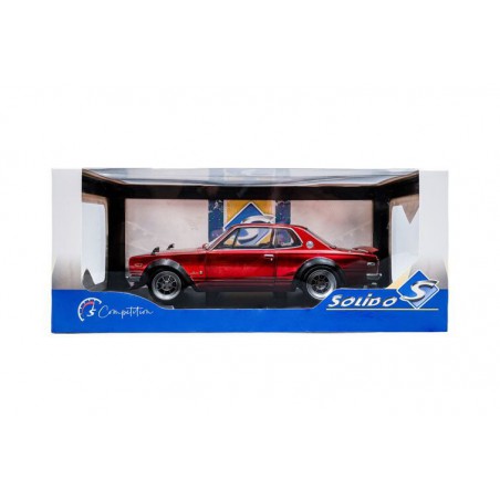 Nissan Skyline (C10) Hakosuka Solido Works '70, rood met. - 1:18 - Solido