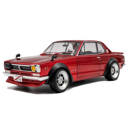 Nissan Skyline (C10) Hakosuka Solido Works '70, rood met. - 1:18 - Solido
