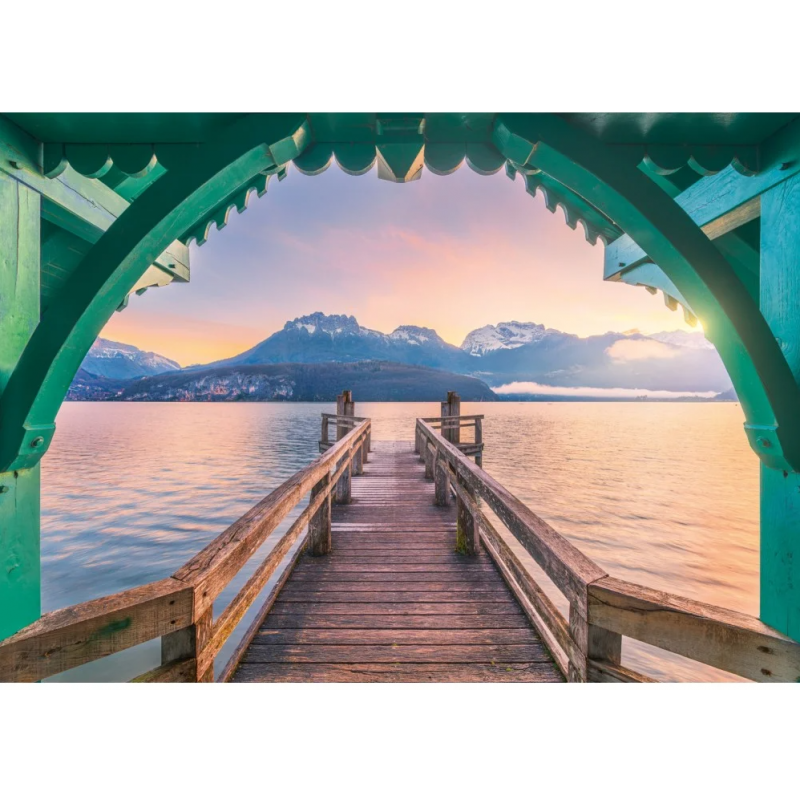 1000stukjes puzzel Ravensburger Footbridge at Lac D'Annecy