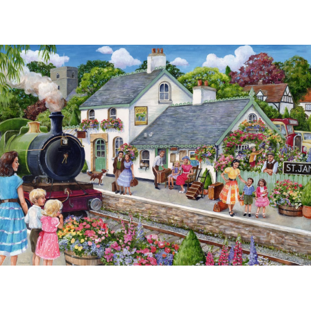 1000stukjes puzzel Ravensburger Whistle stop cottage