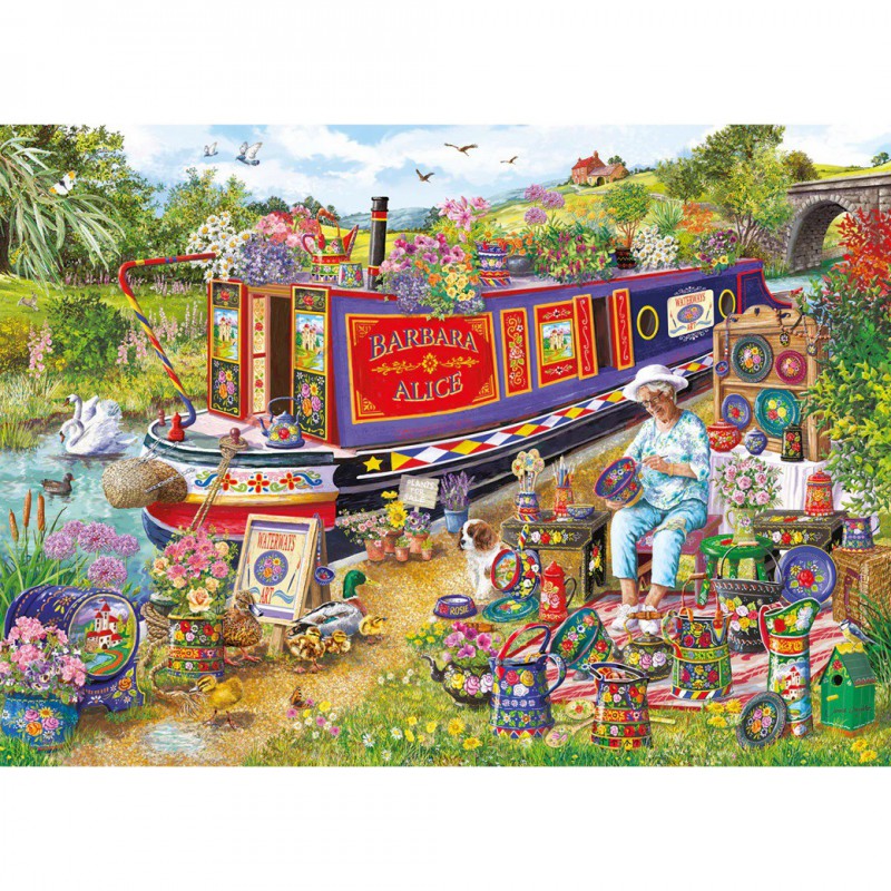 Canal Boat Blooms gibsons puzzel (500XL)