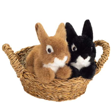 Hermann Teddy  - Zittend zwart konijn, 17 cm