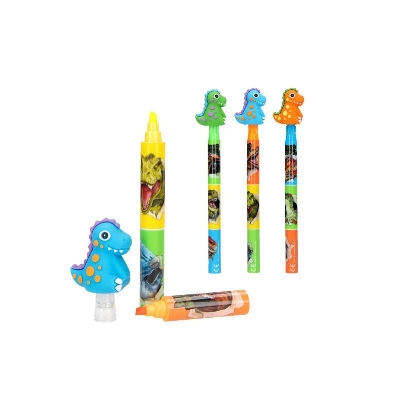 Dino World tekstmarker met dino topper 13037