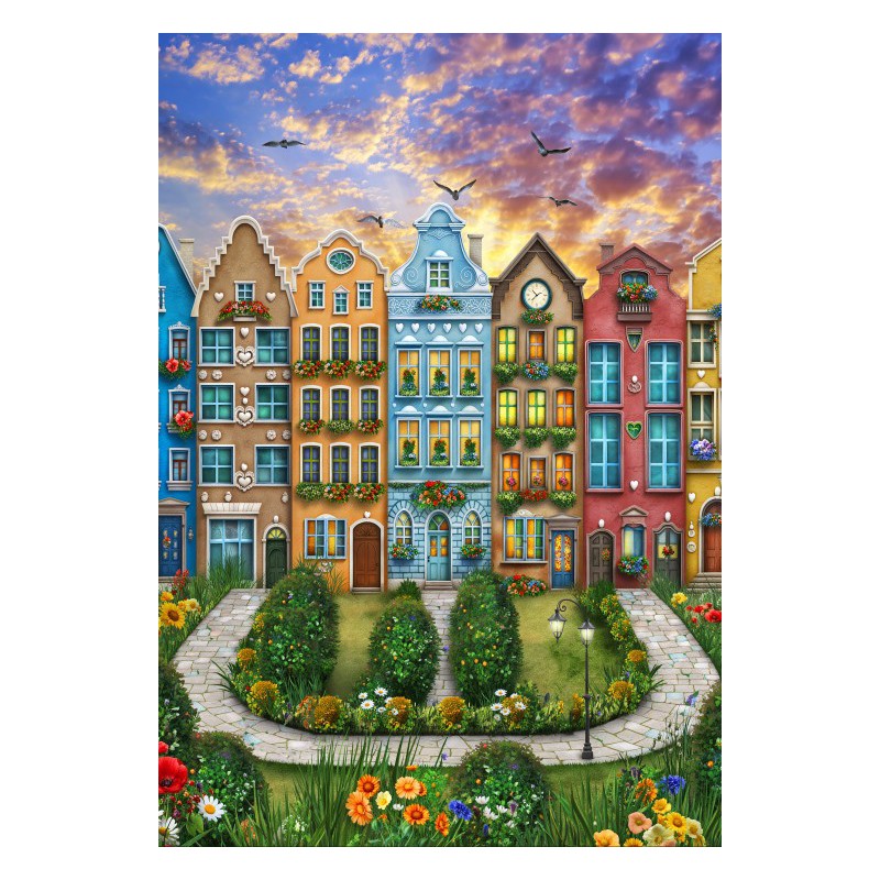 Regenboog dorp, 1000 stukjes Alipson puzzel