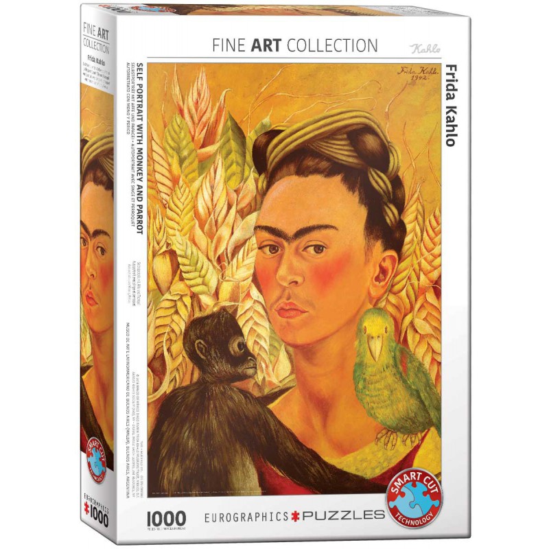 Zelfportret met aap en papegaai, Frida Kahlo, Eurographics 1000stukjes