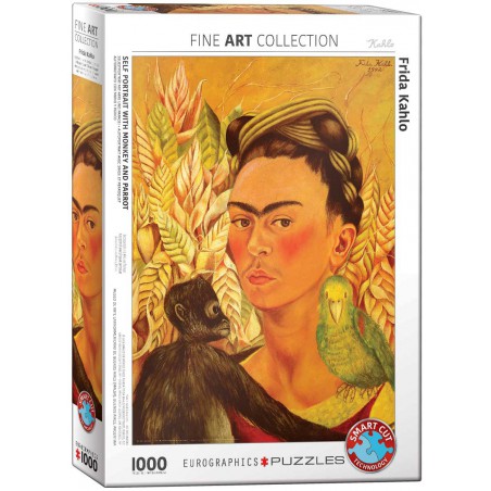 Zelfportret met aap en papegaai, Frida Kahlo, Eurographics 1000stukjes