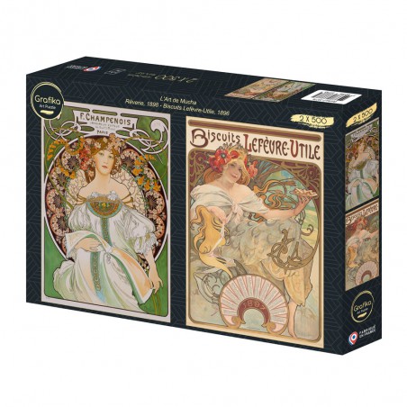 Mucha kunst: Reverie en Biscuits Lefevre-utile, Grafika (2x500 stukjes)