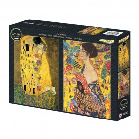 Klimt kunst: Le Baiser en Dame a léventail, Grafika (2x500 stukjes)