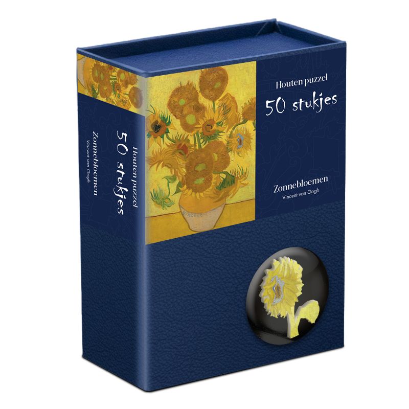 Zonnebloemen, van gogh houten puzzel, 50 stukjes
