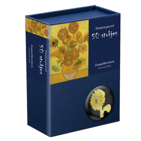 Zonnebloemen, van gogh houten puzzel, 50 stukjes