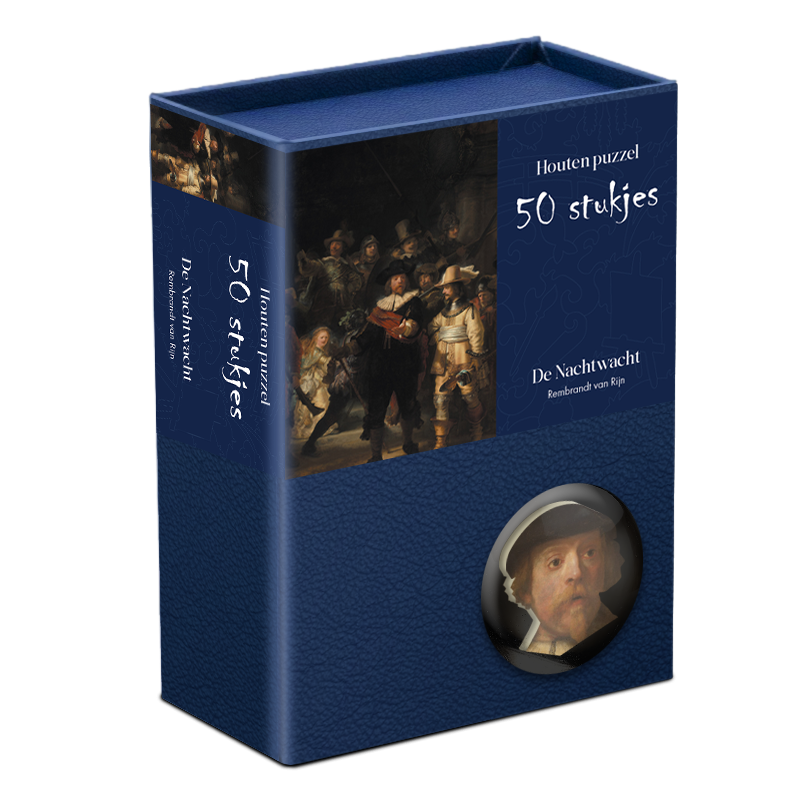 Nachtwacht, rembrandt houten puzzel, 50 stukjes