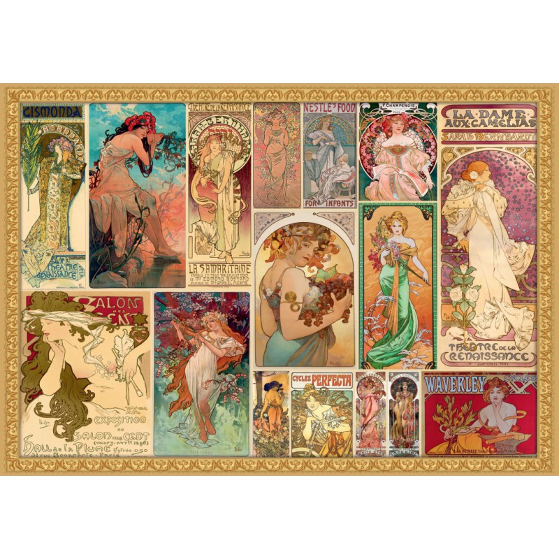 Alfons Mucha Collage Grafika puzzel 2000 stukjes