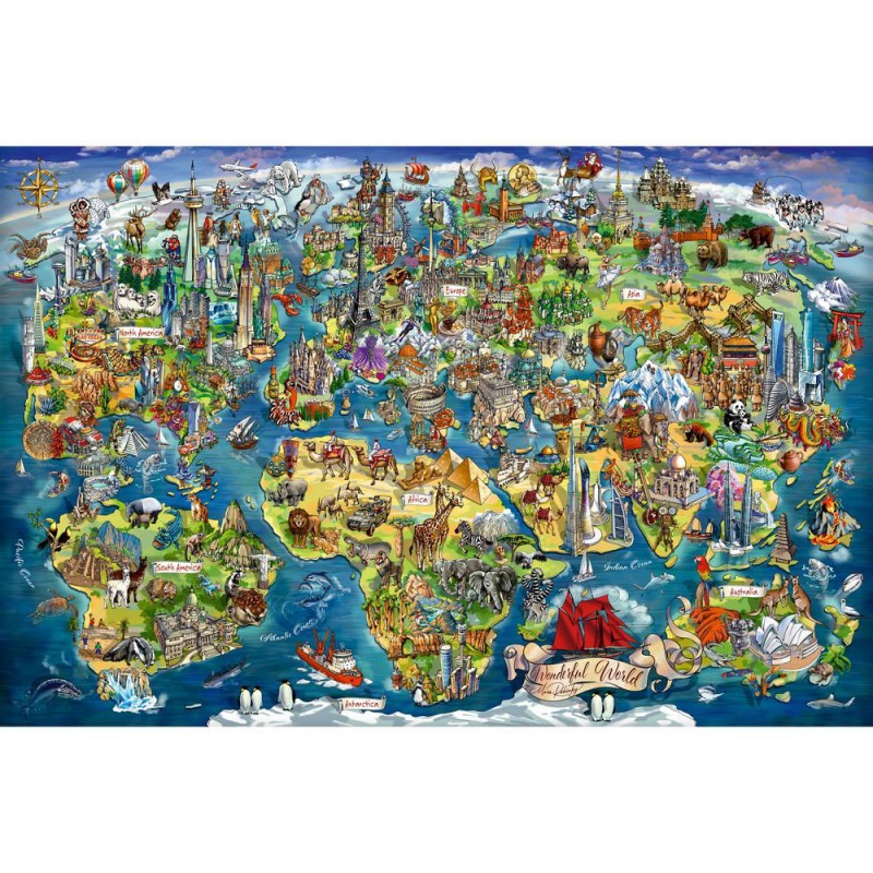 Ravensburger 5000stukjes Illustrated world map