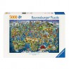 Illustrated world map, 5000 stukjes Ravensburger
