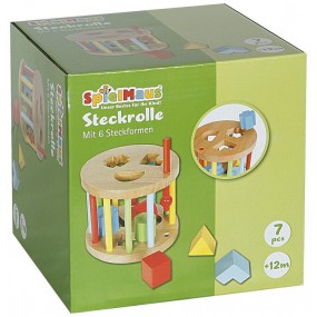 Spielmaus houten vormenstoof rond, 6 stenen
