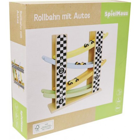 Houten racebaan met 3 auto`s, Spielmaus