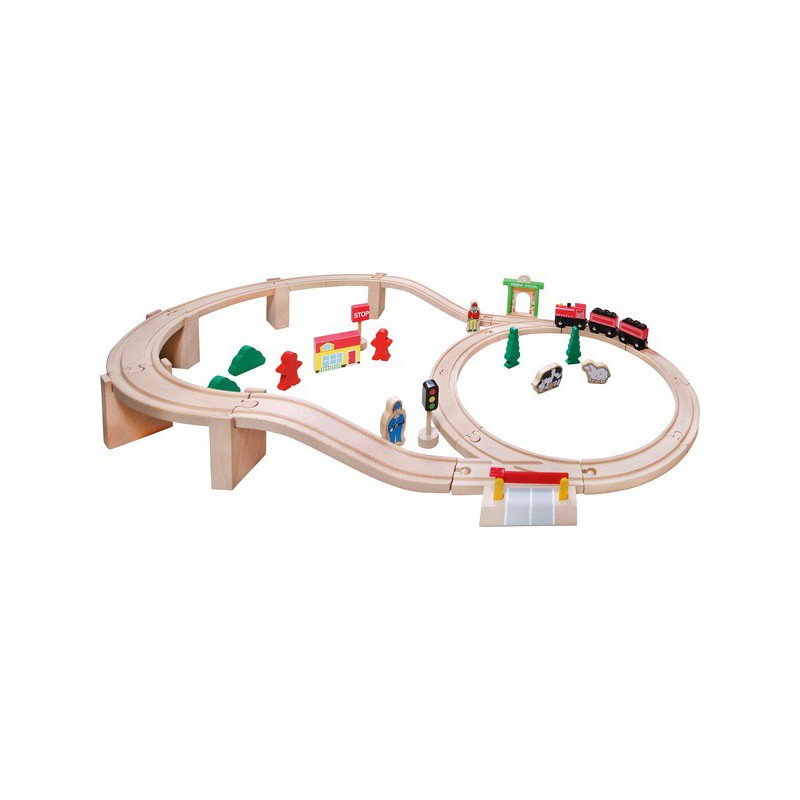 Spielmaus Houten Treinbaan in ton, 38 delig