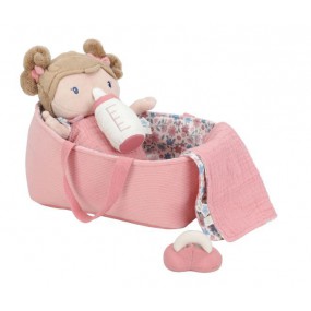 Babypop in Mandje Rosa, 35 cm - Little Dutch