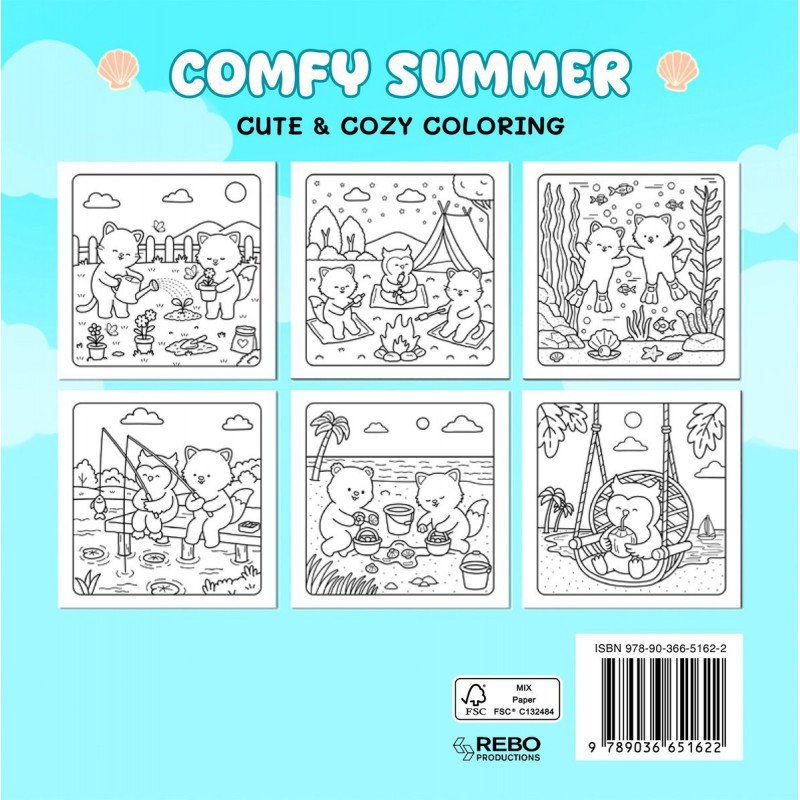 Comfy Summer, cute & cozy coloring kleurboek