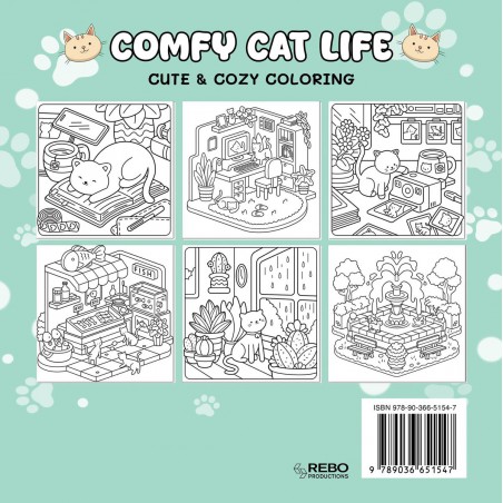 Comfy cat life, cute & cozy coloring kleurboek