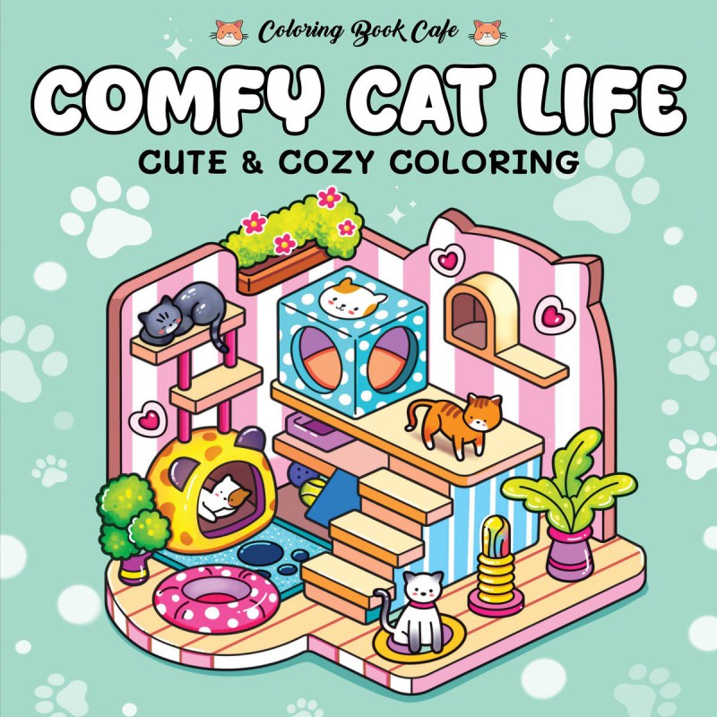 Comfy cat life, cute & cozy coloring kleurboek