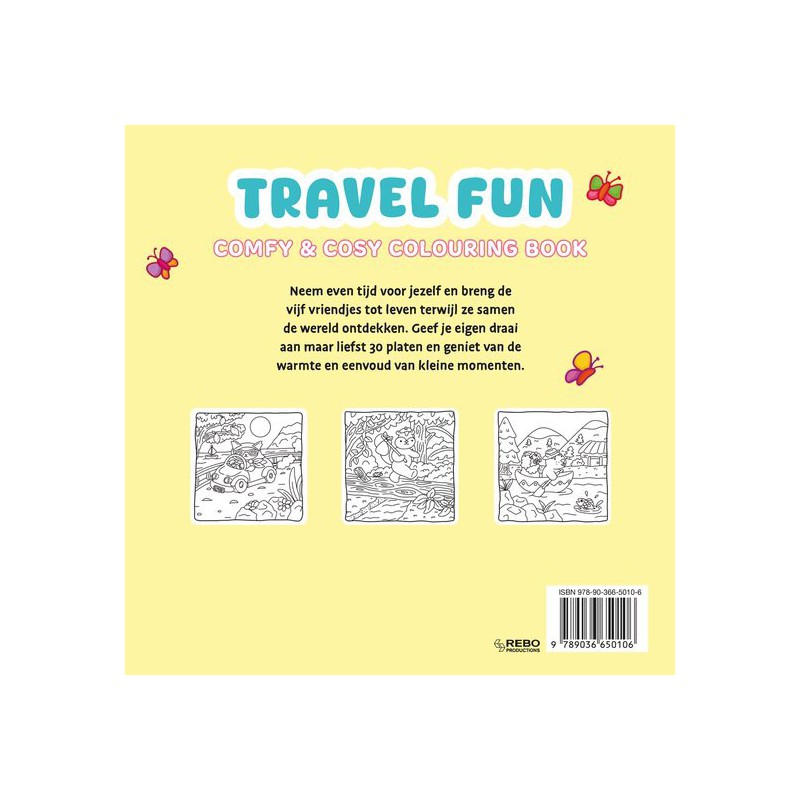 Travel fun, comfy & cosy coloring cute kleurboek