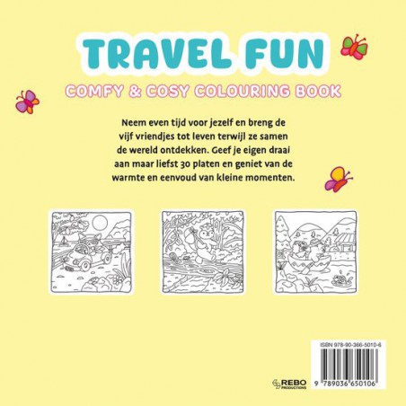Travel fun, comfy & cosy coloring cute kleurboek
