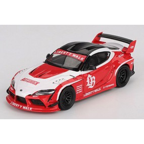 Toyota GR Supra LB-Works '25, rood/wit 1:64 MiniGT (1089)