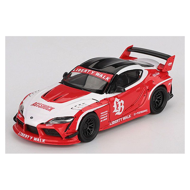 Toyota GR Supra LB-Works '25, rood/wit 1:64 MiniGT (1089)
