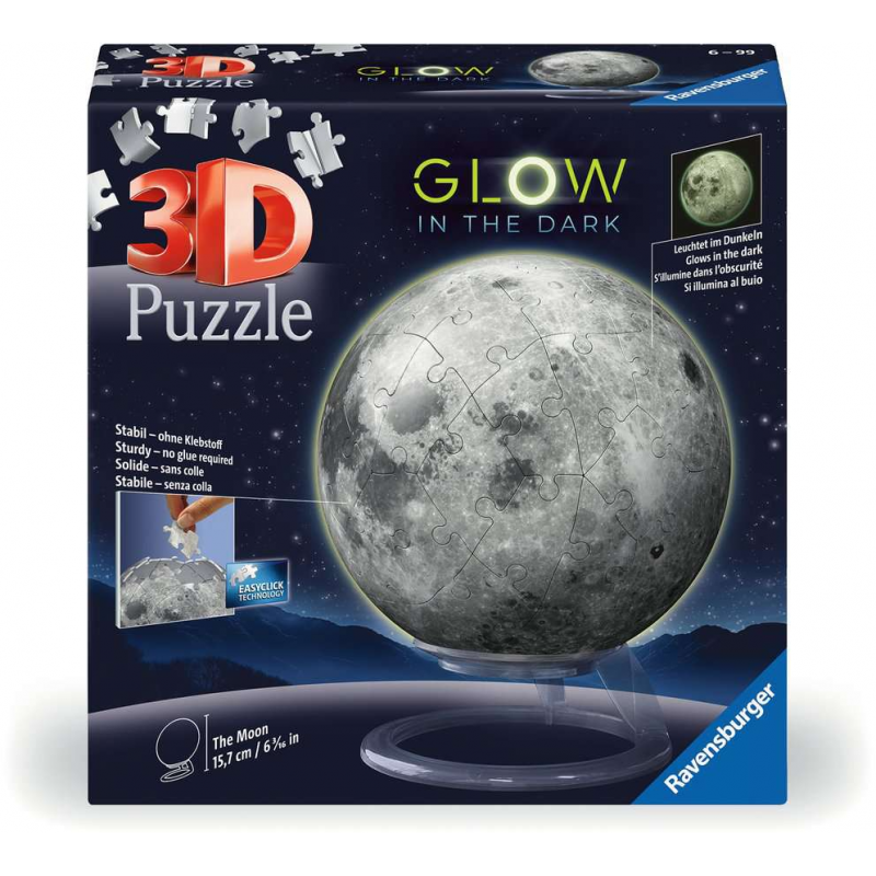 3D puzzelbal, Moon, Glow in the dark, 72 stukjes Ravensburger