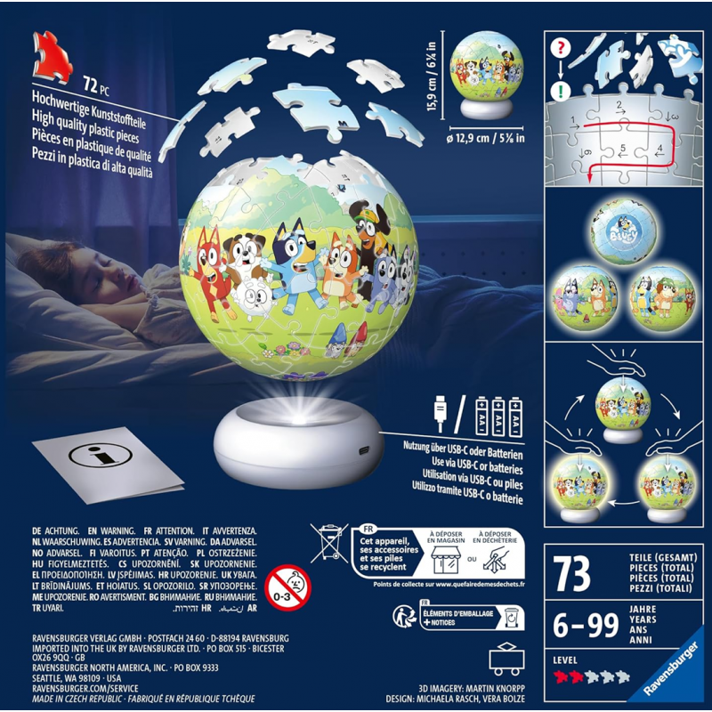 3D puzzel Nightlight, Bluey 72 stukjes Ravensburger