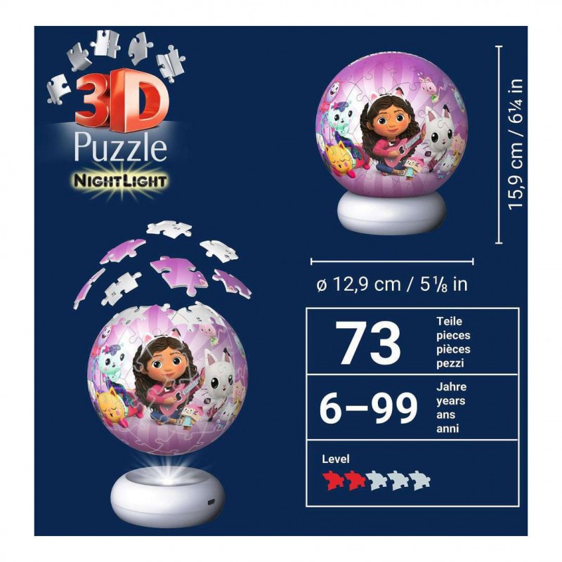 3D puzzel Nightlight, Gabby's Dollhouse 72 stukjes Ravensburger