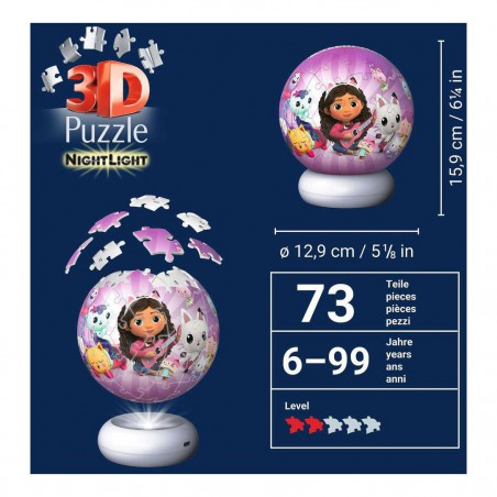 3D puzzel Nightlight, Gabby's Dollhouse 72 stukjes Ravensburger
